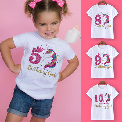 Unicorn Birthday Shirt 1-12 Birthday T-Shirt  Wild Tee Girls Party T Shirt Unicorn Theme Clothes Kids Gifts  Fashion Tops Tshirt - bankshayes40