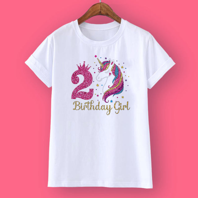 Unicorn Birthday Shirt 1-12 Birthday T-Shirt  Wild Tee Girls Party T Shirt Unicorn Theme Clothes Kids Gifts  Fashion Tops Tshirt - bankshayes40