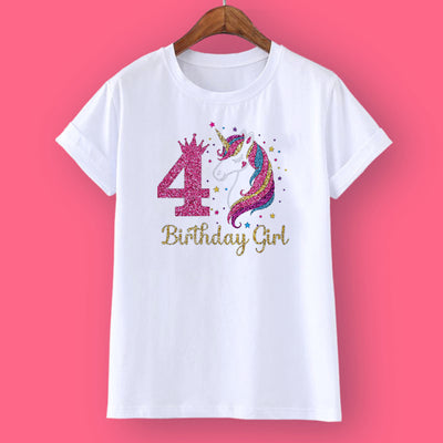 Unicorn Birthday Shirt 1-12 Birthday T-Shirt  Wild Tee Girls Party T Shirt Unicorn Theme Clothes Kids Gifts  Fashion Tops Tshirt - bankshayes40