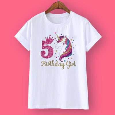 Unicorn Birthday Shirt 1-12 Birthday T-Shirt  Wild Tee Girls Party T Shirt Unicorn Theme Clothes Kids Gifts  Fashion Tops Tshirt - bankshayes40