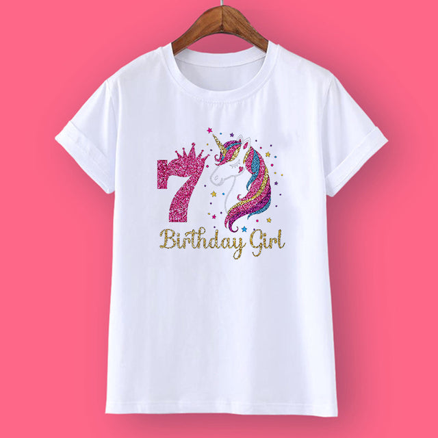 Unicorn Birthday Shirt 1-12 Birthday T-Shirt  Wild Tee Girls Party T Shirt Unicorn Theme Clothes Kids Gifts  Fashion Tops Tshirt - bankshayes40