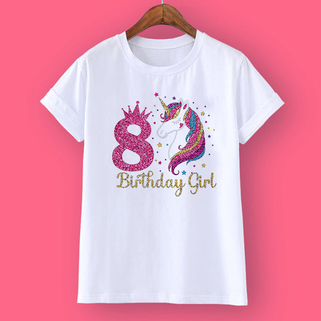 Unicorn Birthday Shirt 1-12 Birthday T-Shirt  Wild Tee Girls Party T Shirt Unicorn Theme Clothes Kids Gifts  Fashion Tops Tshirt - bankshayes40