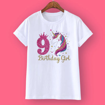 Unicorn Birthday Shirt 1-12 Birthday T-Shirt  Wild Tee Girls Party T Shirt Unicorn Theme Clothes Kids Gifts  Fashion Tops Tshirt - bankshayes40