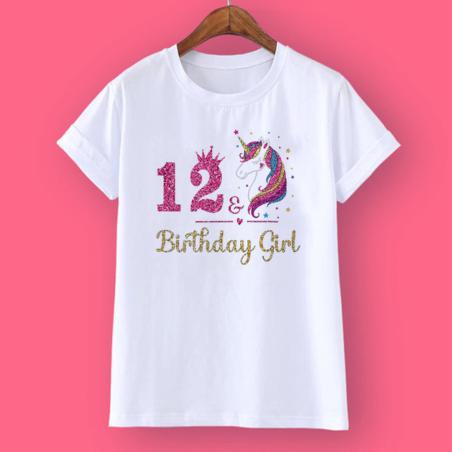 Unicorn Birthday Shirt 1-12 Birthday T-Shirt  Wild Tee Girls Party T Shirt Unicorn Theme Clothes Kids Gifts  Fashion Tops Tshirt - bankshayes40