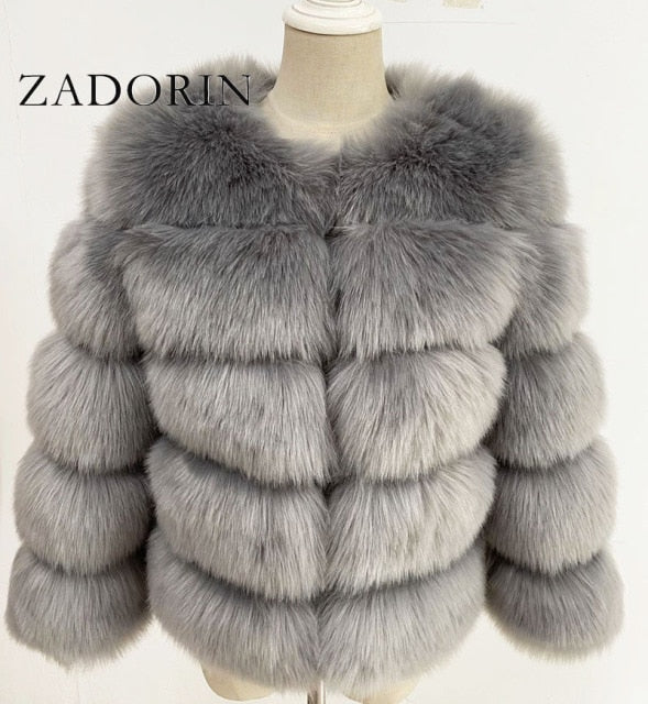 ZADORIN S-3XL Mink Coats Women Autumn Winter Top Fashion Pink FAUX Fur Coat Elegant Thick Warm Outerwear Fake Fur Woman Jacket - bankshayes40