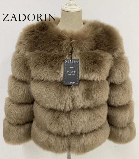 ZADORIN S-3XL Mink Coats Women Autumn Winter Top Fashion Pink FAUX Fur Coat Elegant Thick Warm Outerwear Fake Fur Woman Jacket - bankshayes40