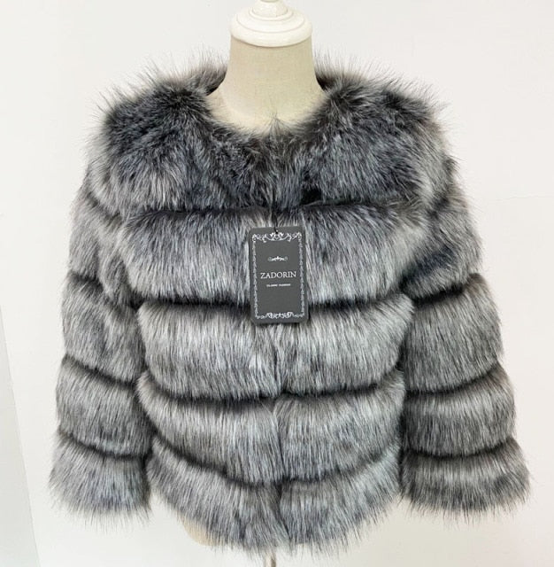 ZADORIN S-3XL Mink Coats Women Autumn Winter Top Fashion Pink FAUX Fur Coat Elegant Thick Warm Outerwear Fake Fur Woman Jacket - bankshayes40