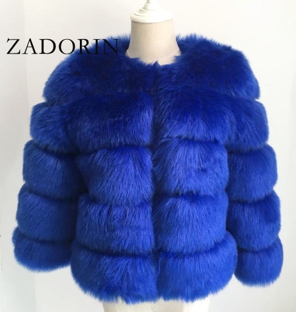 ZADORIN S-3XL Mink Coats Women Autumn Winter Top Fashion Pink FAUX Fur Coat Elegant Thick Warm Outerwear Fake Fur Woman Jacket - bankshayes40