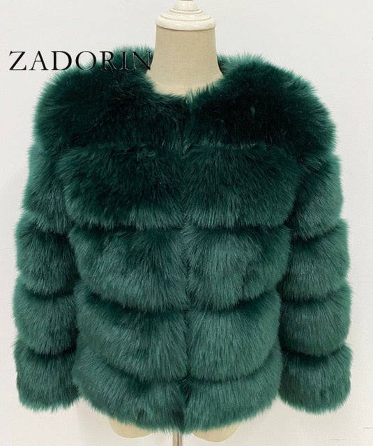 ZADORIN S-3XL Mink Coats Women Autumn Winter Top Fashion Pink FAUX Fur Coat Elegant Thick Warm Outerwear Fake Fur Woman Jacket - bankshayes40