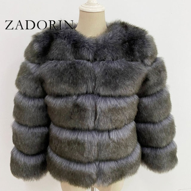 ZADORIN S-3XL Mink Coats Women Autumn Winter Top Fashion Pink FAUX Fur Coat Elegant Thick Warm Outerwear Fake Fur Woman Jacket - bankshayes40