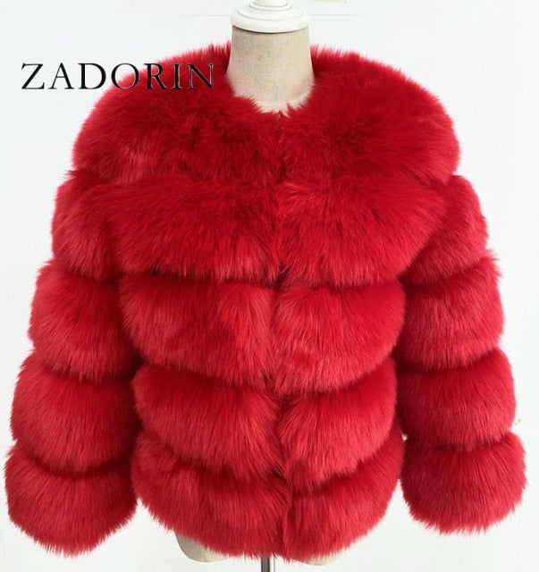ZADORIN S-3XL Mink Coats Women Autumn Winter Top Fashion Pink FAUX Fur Coat Elegant Thick Warm Outerwear Fake Fur Woman Jacket - bankshayes40