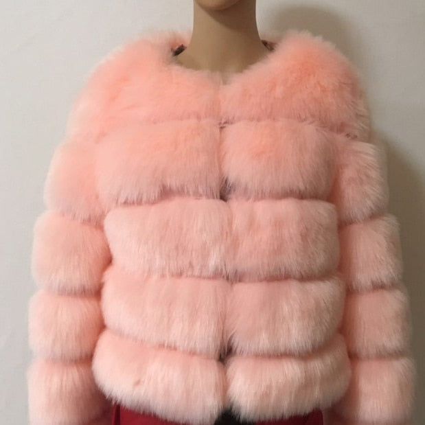 ZADORIN S-3XL Mink Coats Women Autumn Winter Top Fashion Pink FAUX Fur Coat Elegant Thick Warm Outerwear Fake Fur Woman Jacket - bankshayes40