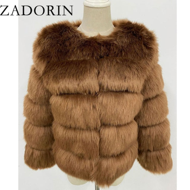 ZADORIN S-3XL Mink Coats Women Autumn Winter Top Fashion Pink FAUX Fur Coat Elegant Thick Warm Outerwear Fake Fur Woman Jacket - bankshayes40
