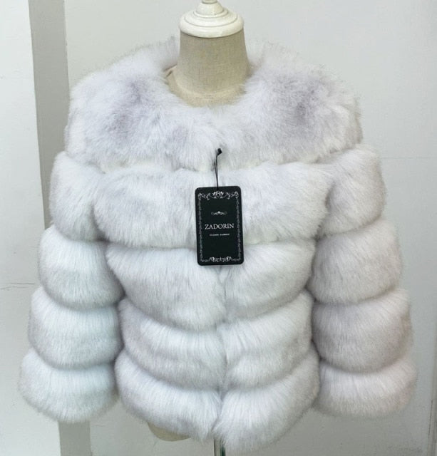 ZADORIN S-3XL Mink Coats Women Autumn Winter Top Fashion Pink FAUX Fur Coat Elegant Thick Warm Outerwear Fake Fur Woman Jacket - bankshayes40