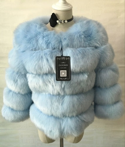 ZADORIN S-3XL Mink Coats Women Autumn Winter Top Fashion Pink FAUX Fur Coat Elegant Thick Warm Outerwear Fake Fur Woman Jacket - bankshayes40
