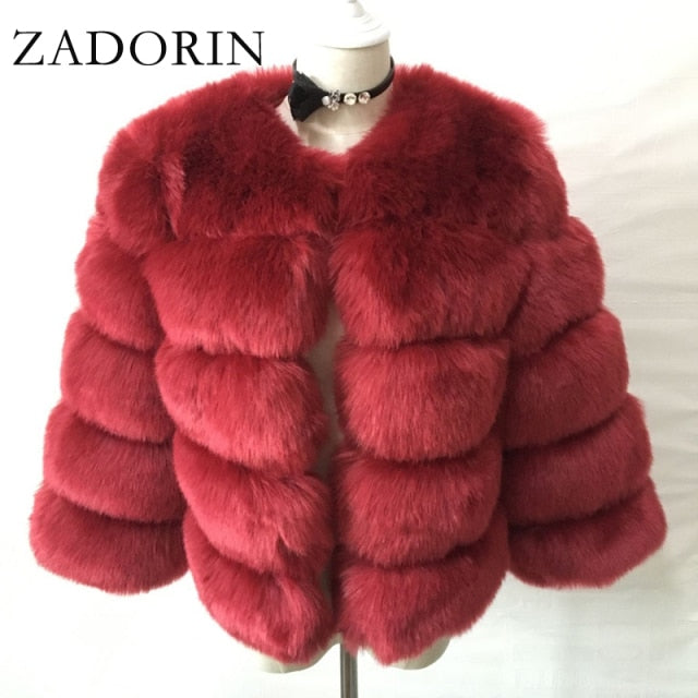 ZADORIN S-3XL Mink Coats Women Autumn Winter Top Fashion Pink FAUX Fur Coat Elegant Thick Warm Outerwear Fake Fur Woman Jacket - bankshayes40