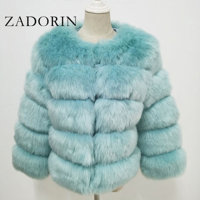ZADORIN S-3XL Mink Coats Women Autumn Winter Top Fashion Pink FAUX Fur Coat Elegant Thick Warm Outerwear Fake Fur Woman Jacket - bankshayes40