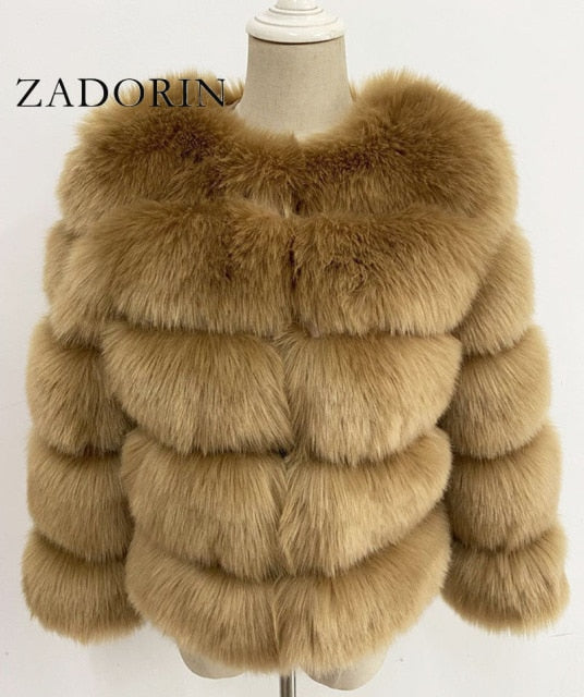 ZADORIN S-3XL Mink Coats Women Autumn Winter Top Fashion Pink FAUX Fur Coat Elegant Thick Warm Outerwear Fake Fur Woman Jacket - bankshayes40