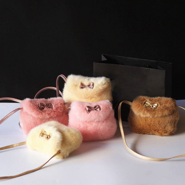 Bowknot Soft Mini Bag | Kids Fur Mini Bag | bankshayes40