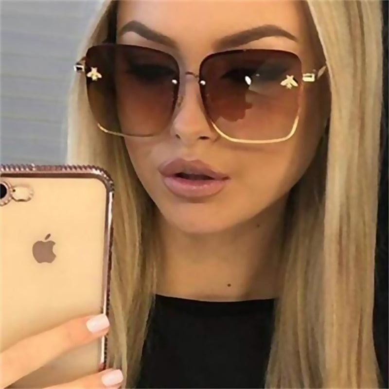new fashion lady oversize rimless sunglasses