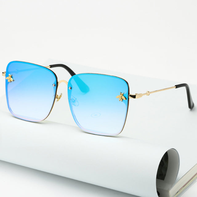 Lady Oversize Rimless Square Bee Sunglasses - bankshayes40