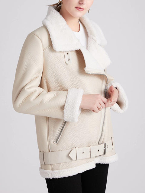 Female Fur Leather Jacket - bankshayes40