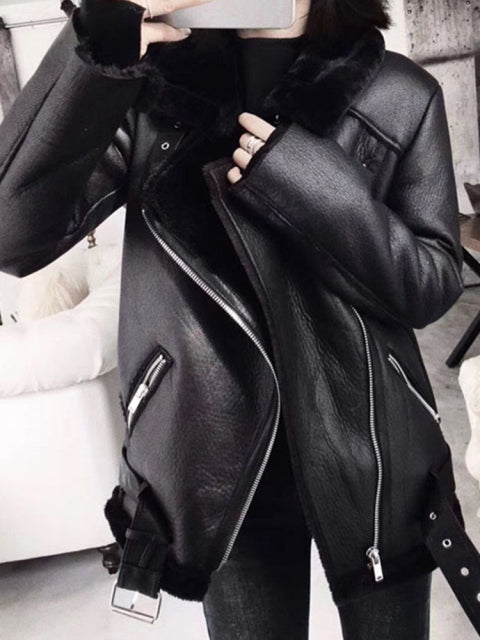 Female Fur Leather Jacket - bankshayes40