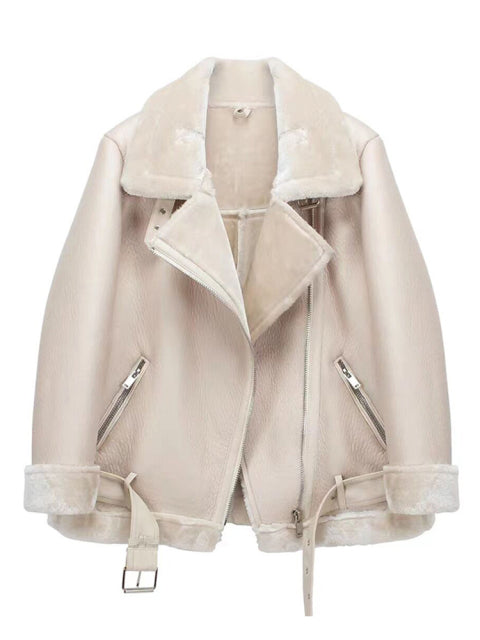 Female Fur Leather Jacket - bankshayes40