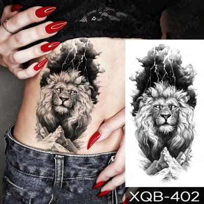 Waterproof Temporary Tattoo Sticker Forest Lion Tiger Bear Flash Tattoos Women Leopard Wolf Crown Body Art Arm Fake Tatoo Men - bankshayes40