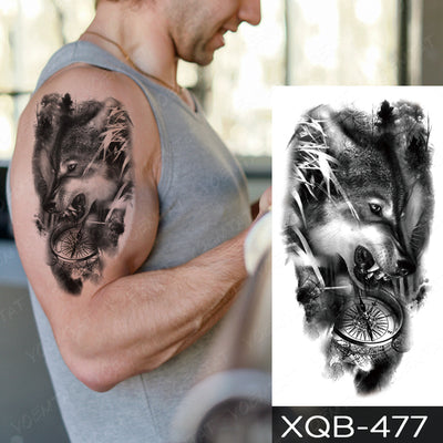 Waterproof Temporary Tattoo Sticker Forest Lion Tiger Bear Flash Tattoos Women Leopard Wolf Crown Body Art Arm Fake Tatoo Men - bankshayes40