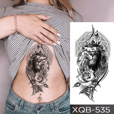 Waterproof Temporary Tattoo Sticker Forest Lion Tiger Bear Flash Tattoos Women Leopard Wolf Crown Body Art Arm Fake Tatoo Men - bankshayes40