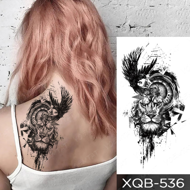 Waterproof Temporary Tattoo Sticker Forest Lion Tiger Bear Flash Tattoos Women Leopard Wolf Crown Body Art Arm Fake Tatoo Men - bankshayes40