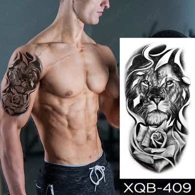 Waterproof Temporary Tattoo Sticker Forest Lion Tiger Bear Flash Tattoos Women Leopard Wolf Crown Body Art Arm Fake Tatoo Men - bankshayes40