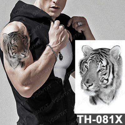 Waterproof Temporary Tattoo Sticker Forest Lion Tiger Bear Flash Tattoos Women Leopard Wolf Crown Body Art Arm Fake Tatoo Men - bankshayes40