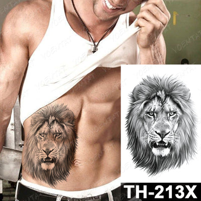 Waterproof Temporary Tattoo Sticker Forest Lion Tiger Bear Flash Tattoos Women Leopard Wolf Crown Body Art Arm Fake Tatoo Men - bankshayes40