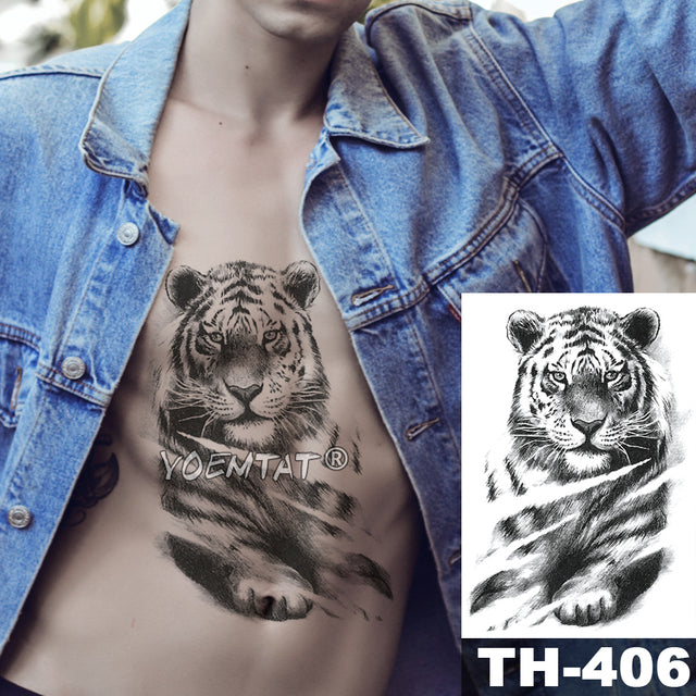 Waterproof Temporary Tattoo Sticker Forest Lion Tiger Bear Flash Tattoos Women Leopard Wolf Crown Body Art Arm Fake Tatoo Men - bankshayes40