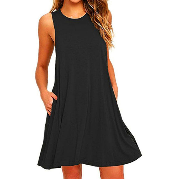 Short Sleeve O-Neck Casual Beach Dress - bankshayes40