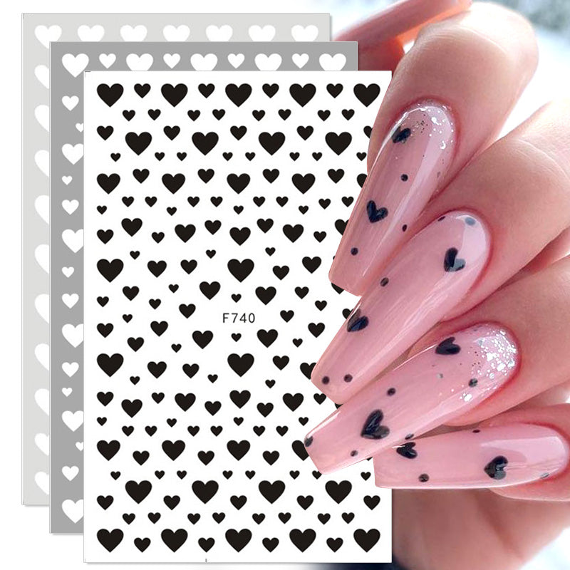 Nail Stickers Black Heart Love - bankshayes40