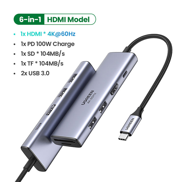 UGREEN USB C HUB 4K 60Hz Type C to HDMI 2.0 RJ45 USB 3.0 PD 100W Adapter For Macbook Air Pro iPad Pro M1 PC Accessories USB HUB - bankshayes40