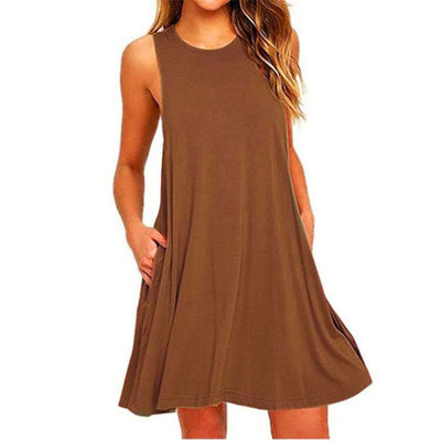 High Waist Slim Skater Casual Dress - bankshayes40